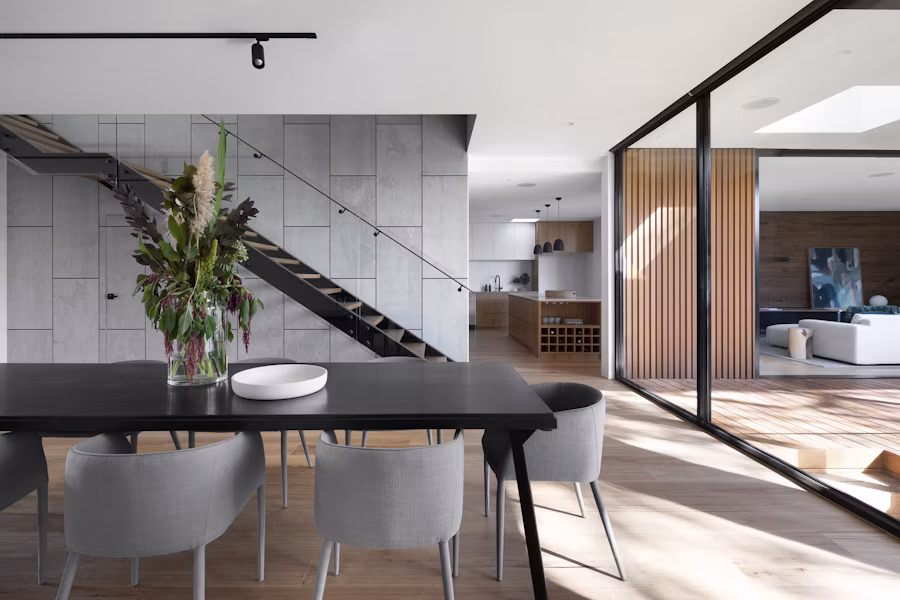 Bright condominium living room with large windows